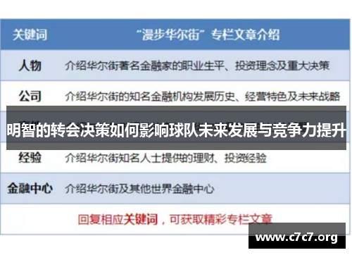明智的转会决策如何影响球队未来发展与竞争力提升