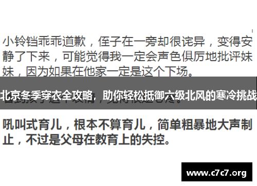北京冬季穿衣全攻略，助你轻松抵御六级北风的寒冷挑战