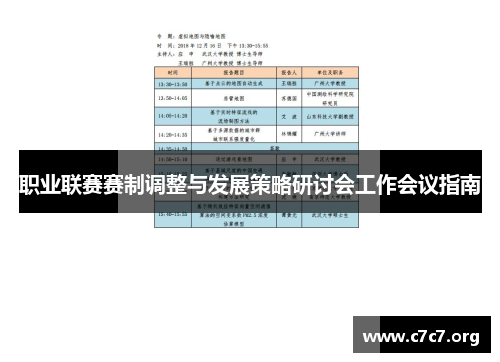 职业联赛赛制调整与发展策略研讨会工作会议指南